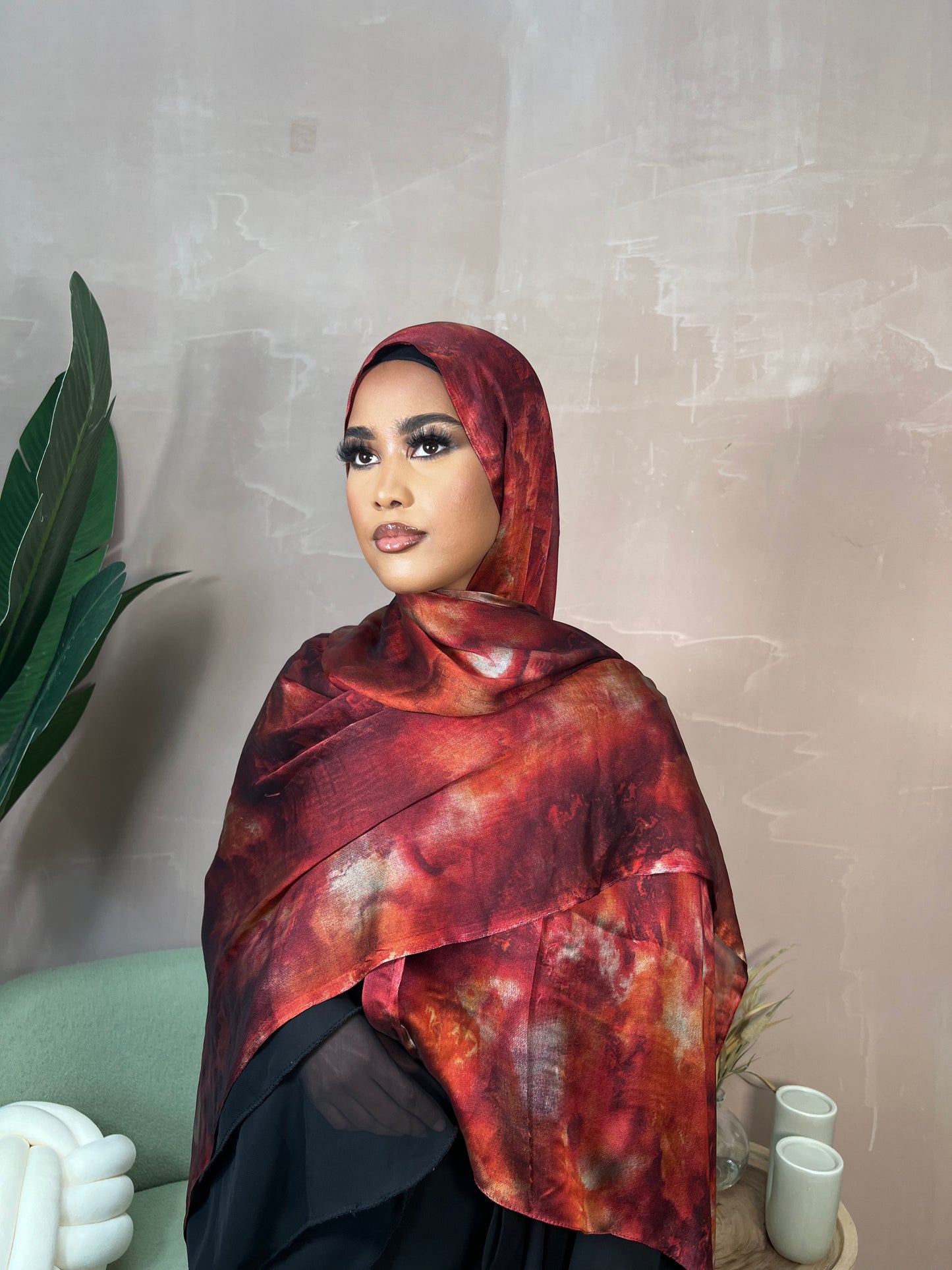Mediterranean Red Satin Hijab