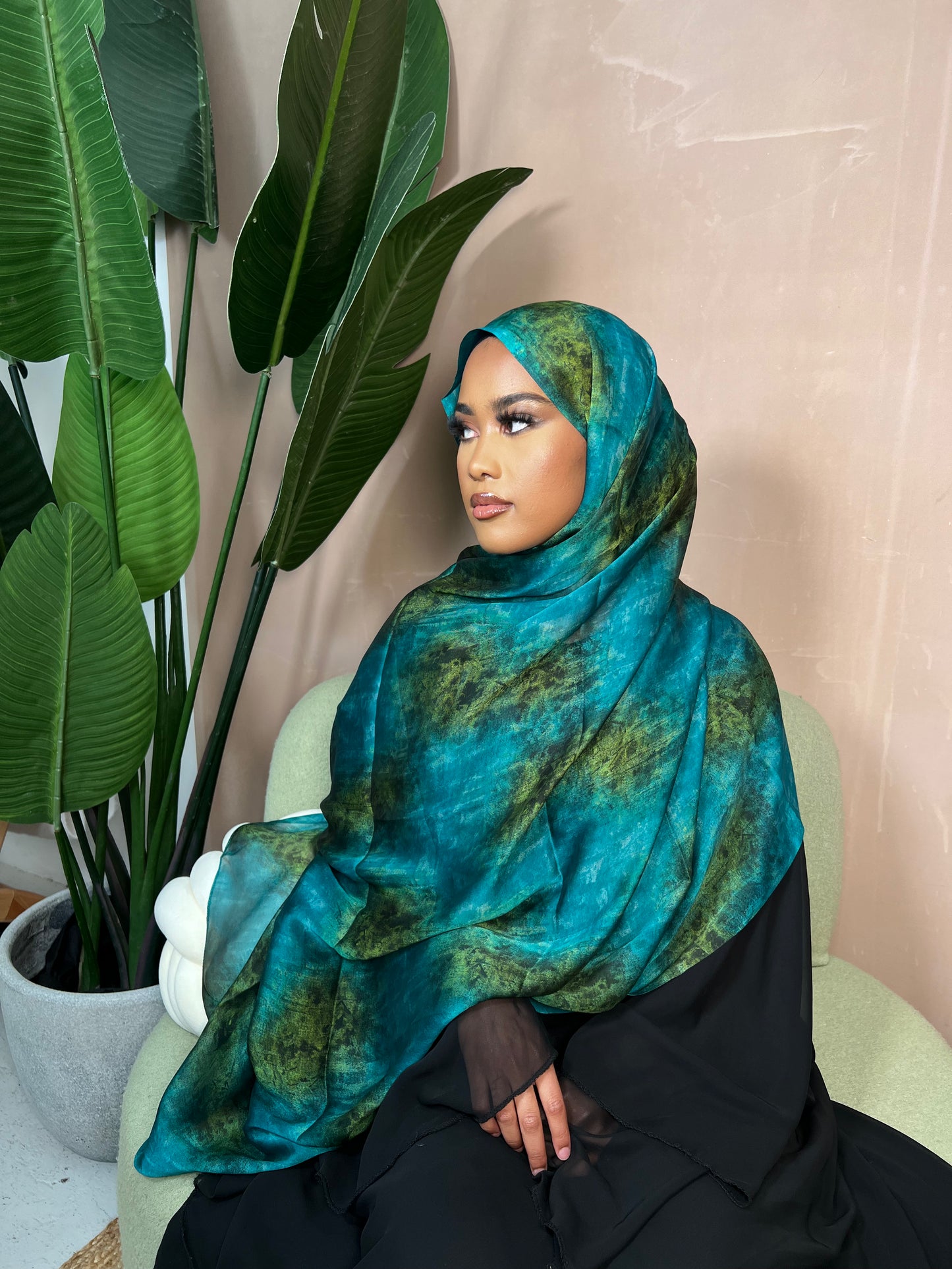 Mosaic Blue Satin Hijab