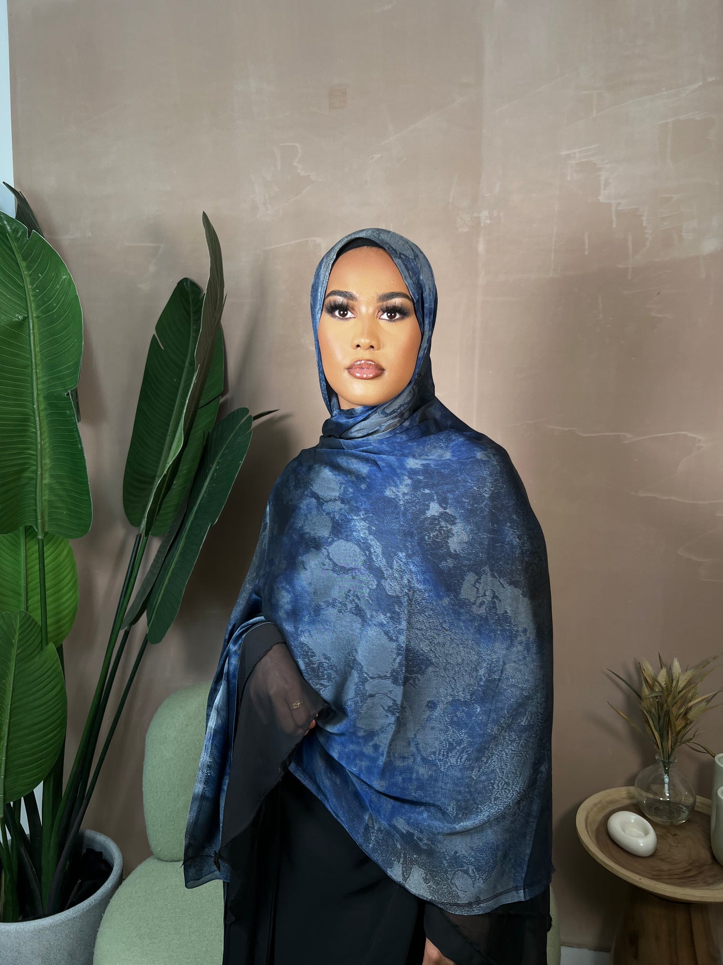 Stone Blue Satin Hijab