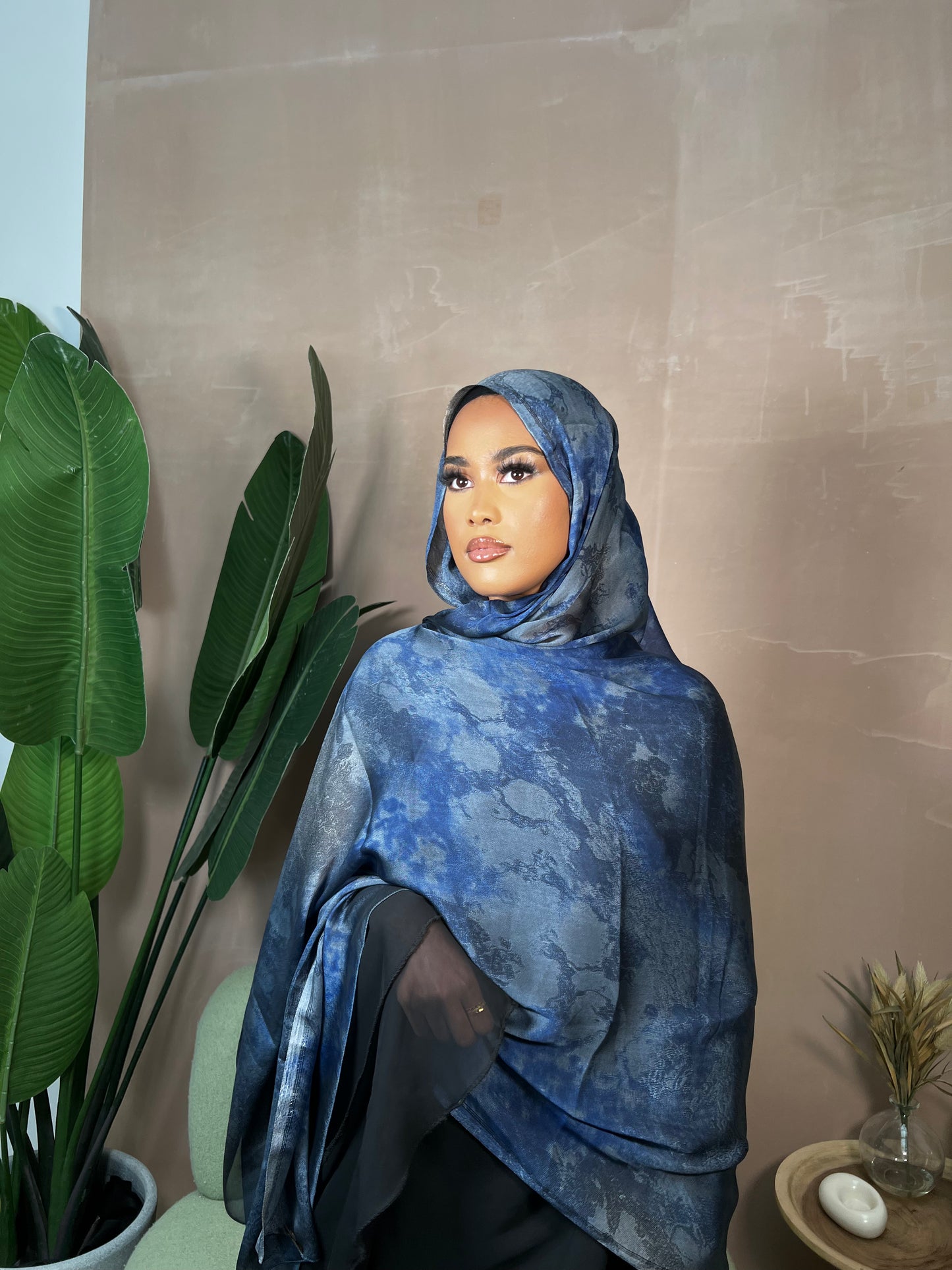 Stone Blue Satin Hijab