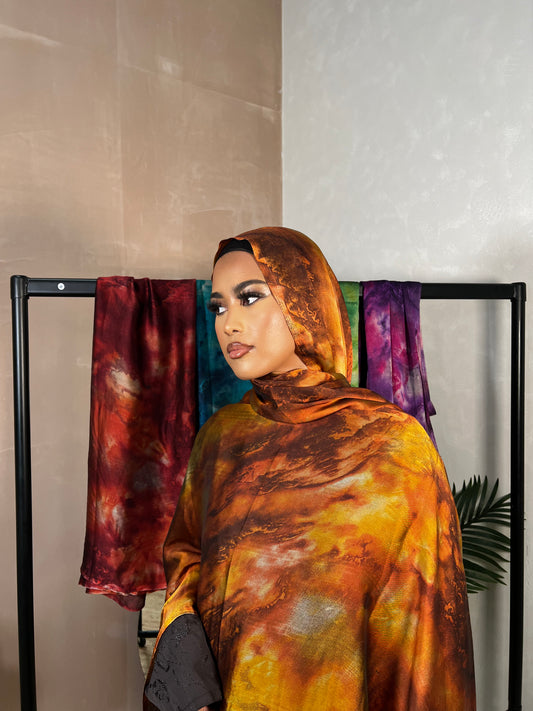 Mediterranean Orange Satin Hijab