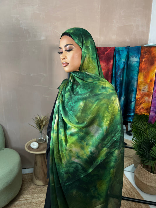 Mediterranean  Green Satin Hijab