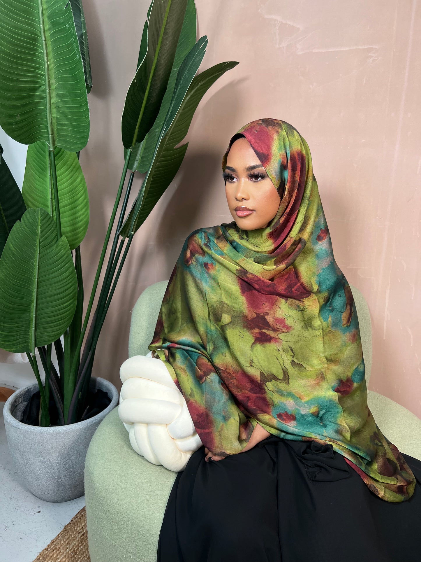 Horizon Olive Satin Hijab