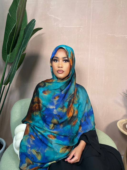 Horizon Azure Satin Hijab