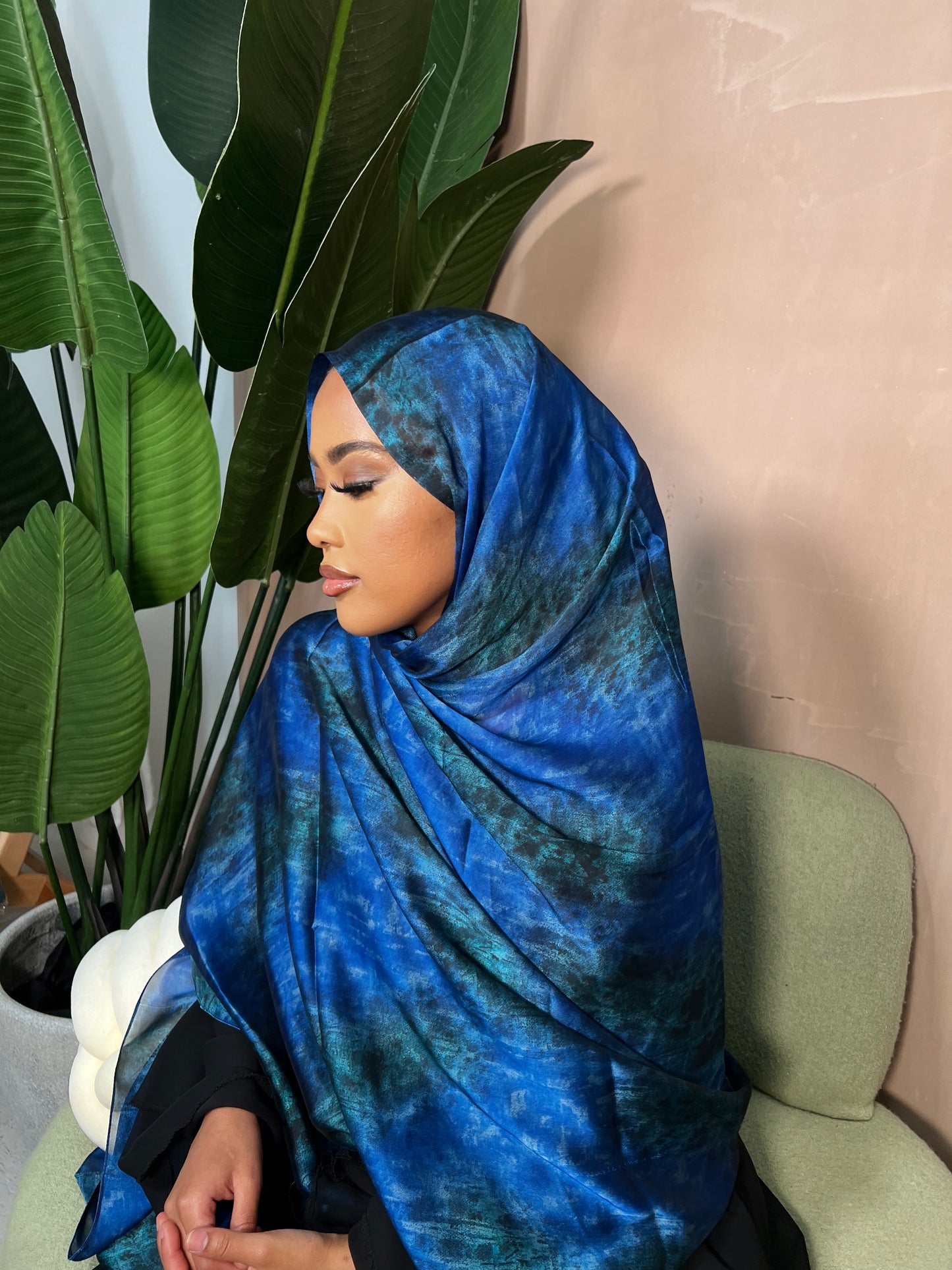 Mosaic Midnight Blue Satin Hijab