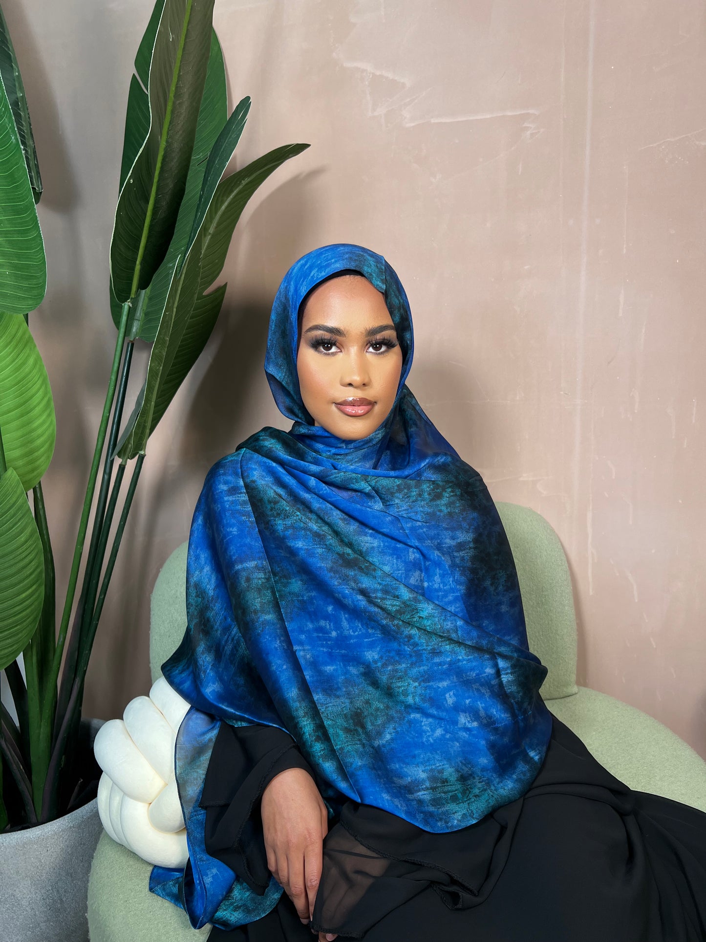 Mosaic Midnight Blue Satin Hijab