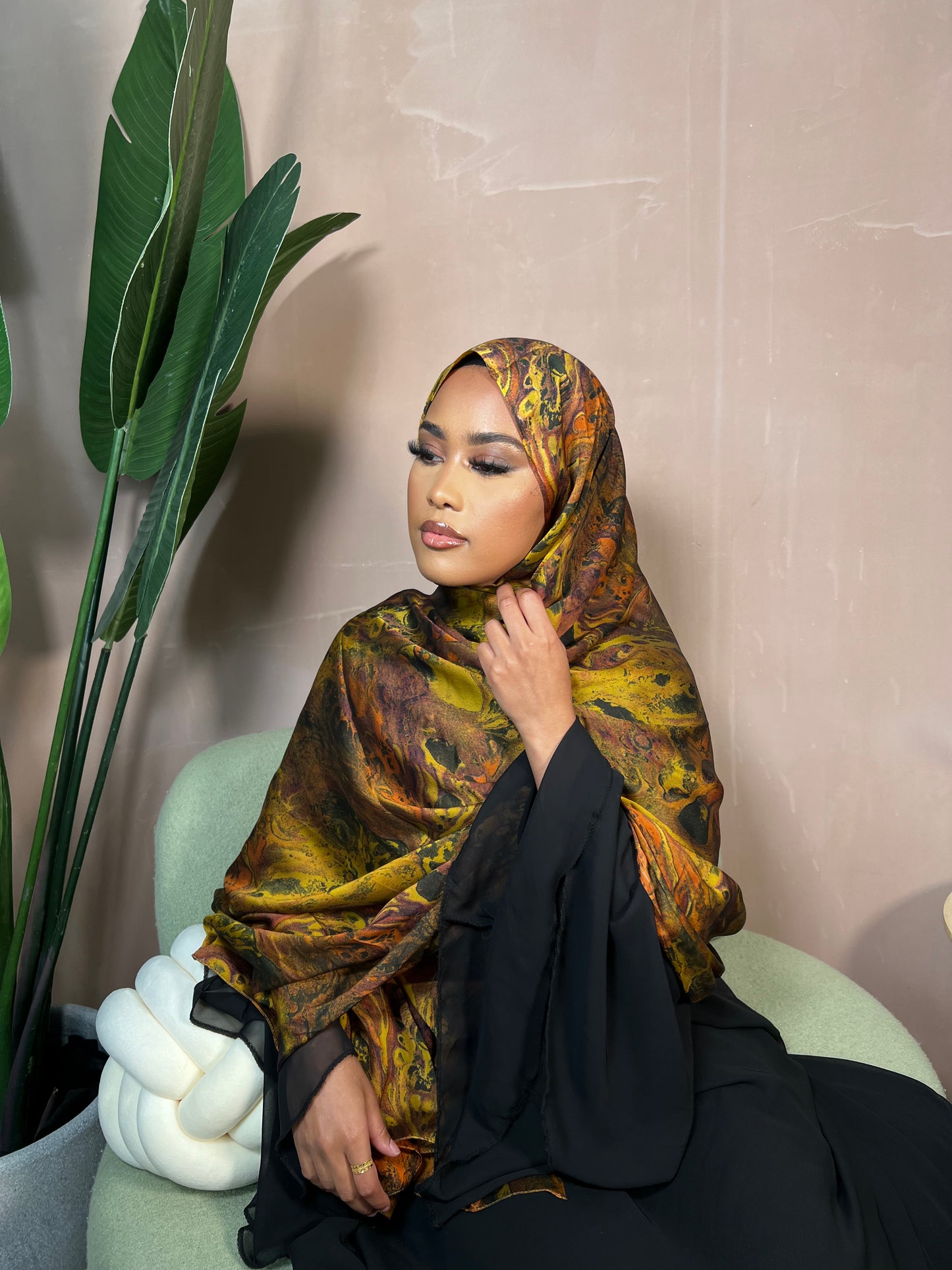 Acrylic Gold Satin Hijab