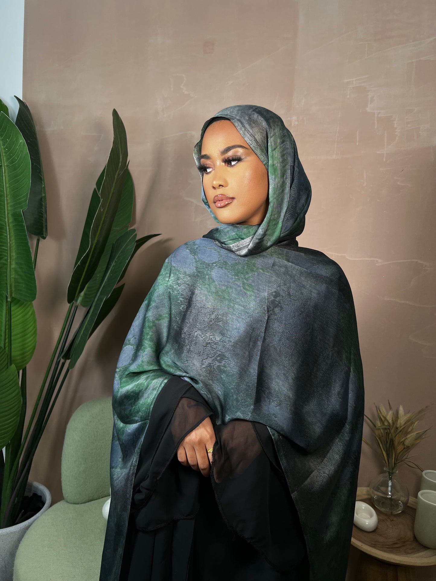 Stone Sage Satin Hijab