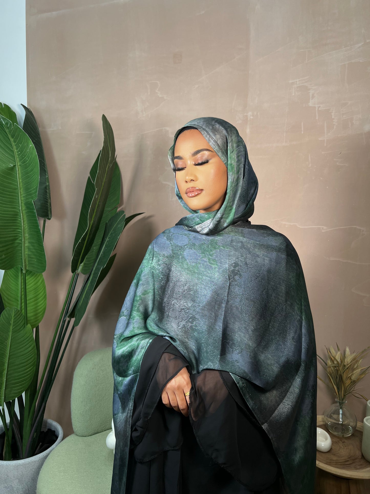 Stone Sage Satin Hijab